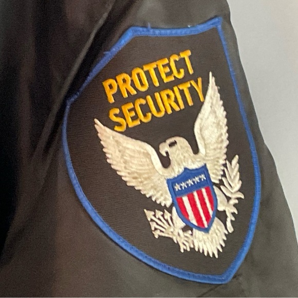 Black Varsity Bomber Security Jacket Men’s XXL with American Flag, Eagle Patches - Picture 14 of 16